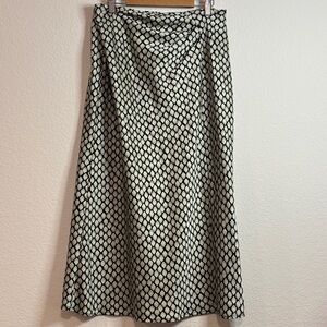 Status by Chenault XL Geometric Maxi Skirt – Black & Cream Satin A-Line Flow